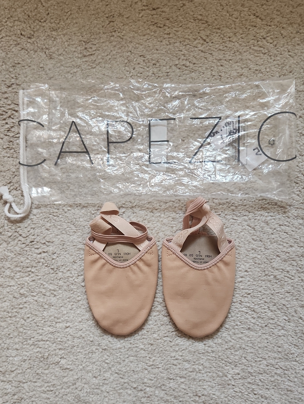 Capezio Pirouette II Stretch Canvas Half Sole Dance Turn Shoe Nude Color Size L
